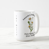 Mug Bachelorette Mois de naissance Fleur Avril Daisée (Devant droit)