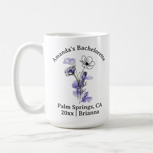Mug Bachelorette Mois de naissance Fleur Février Viole (Gauche)