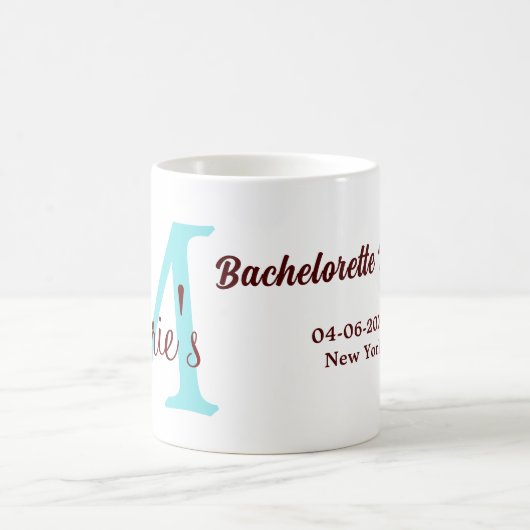 Mug bachelorette parti monogramme ajouter nom date pla (Centre)