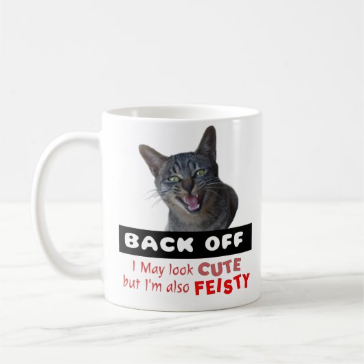 Mug BACK OFF Cute Cat - mignonne mais flippante (Gauche)