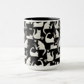 Mug Bad Cats Knocking Stuff Over, White Cats on Black (Centre)