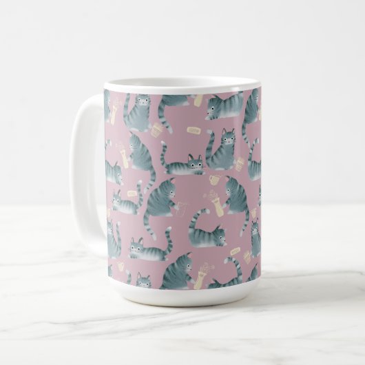 Mug Bad Grey Tabby Chats Frapper Tout (Devant gauche)