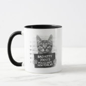 Mug Bad Kitty Chat Police Arrestation Photo Drôle Café (Gauche)