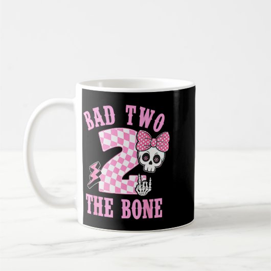 Mug Bad Two The Bone Birthday 2 Years Old Nk Checkered (Gauche)