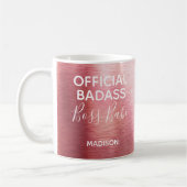 Mug Badass officiel Boss Babe Rose métallique Nom Or (Gauche)