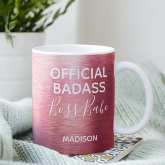 Mug Badass officiel Boss Babe Rose métallique Nom Or