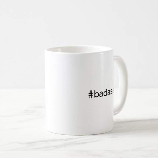 Mug #Badass Typewriter Texte noir (Devant droit)