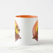 Mug Badge avec paysage volcanique tropical et palmiers (Centre)