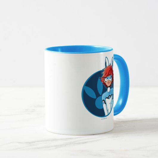 Mug Badge Bleu Bunnyx (Devant droit)