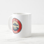 Mug Badge Classifié Zone 51 Rétro UFO Alien (Devant gauche)