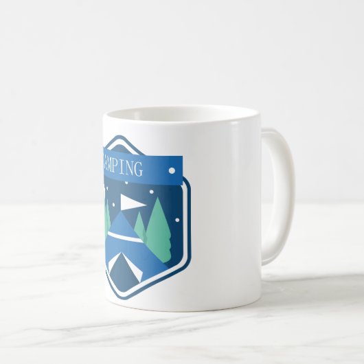 Mug Badge de camping bleu (Devant droit)