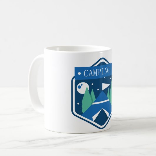 Mug Badge de camping bleu (Devant gauche)