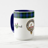 Mug Badge de clan d'armes Tartan & Motto (Devant gauche)