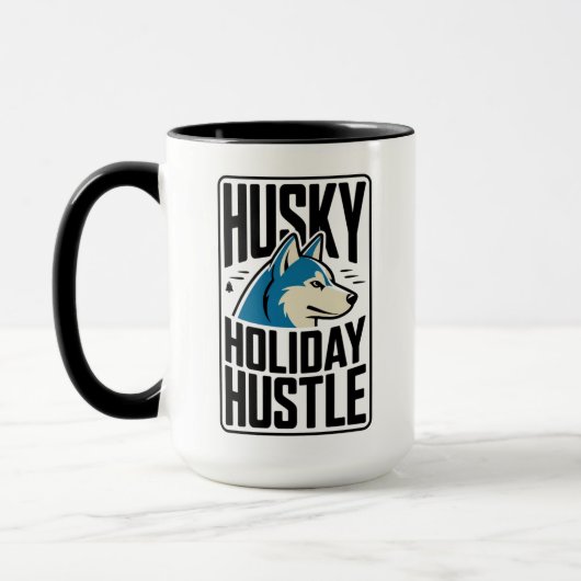 Mug Badge de l'effervescence des fêtes husky (Gauche)
