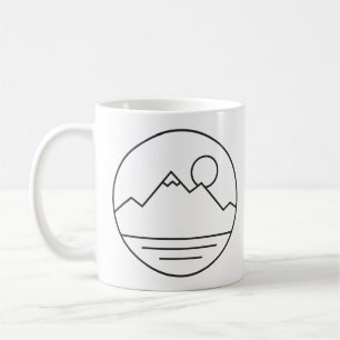 Mug Badge de lignes de montagnes et de lac minimal