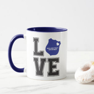 Mug Badge de police personnalisé Cœur d'amour