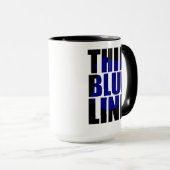 Mug Badge de soutien à la police Thin Blue Line (Devant droit)
