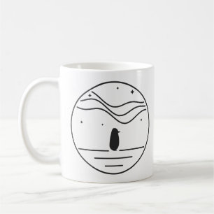 Mug Badge Minimaliste Manchot Sous Lumières Polaires