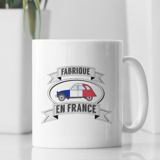 Mug Badge Oldtimer 2cv fabrique en France