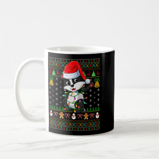 Mug Badger Christmas Lights Funny Santa Ugly Sweaters (Gauche)