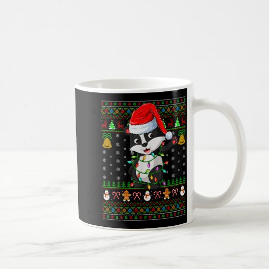 Mug Badger Christmas Lights Funny Santa Ugly Sweaters (Droite)