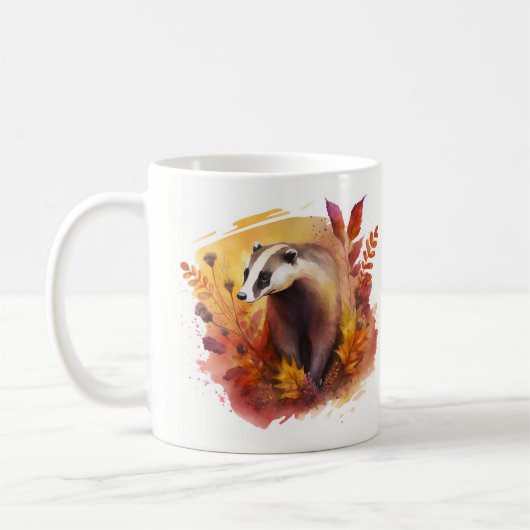 Mug Badger d'aquarelle des vaches d'automne - (Gauche)