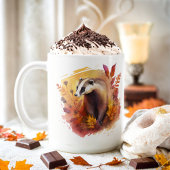 Mug Badger d'aquarelle des vaches d'automne -