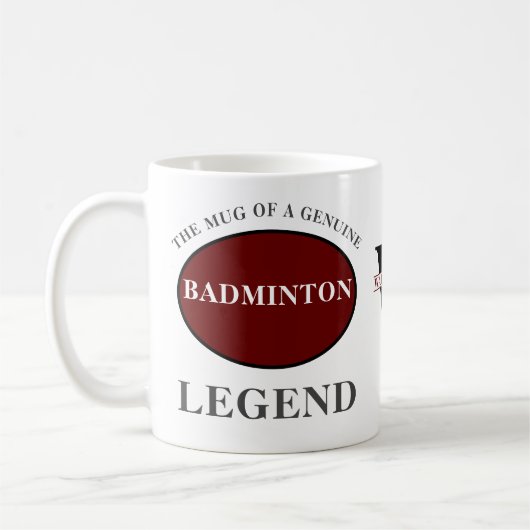Mug Badminton Legend Monogramme Ajouter Votre Nom Anni (Gauche)