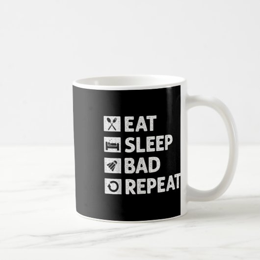 Mug Badminton Manger Dormir Répéter Drôle Navette Mème (Droite)