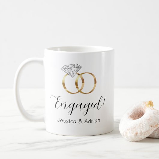 Mug Bagues de fiançailles en diamant sur mesure Fiança (Avec donut)