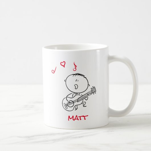 Mug Baguette Figurant Garçon Jouant Guitare (Droite)