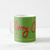 Mug Bah Humbug Joyeux Noël Rouge Script sur Vert (Devant gauche)