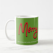 Mug Bah Humbug Joyeux Noël Rouge Script sur Vert (Gauche)