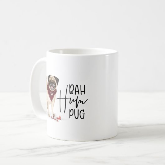 Mug Bah Humpug Naughty Chien Aquarelle Carlin mignon C (Devant gauche)