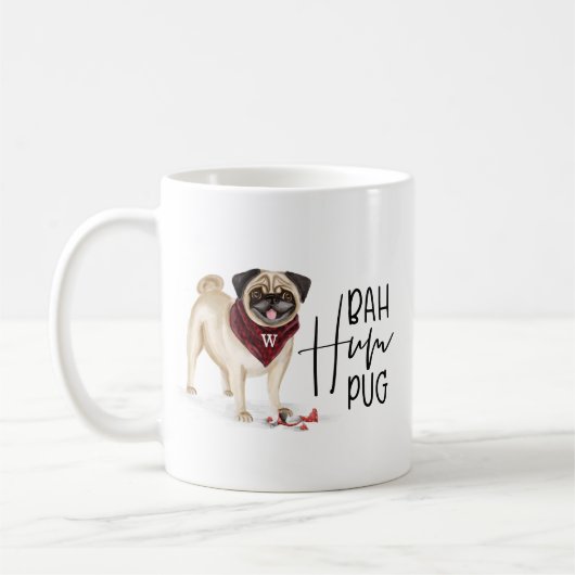 Mug Bah Humpug Naughty Chien Aquarelle Carlin mignon C (Gauche)