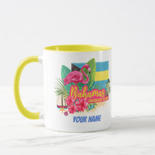 Mug Bahamas rétro caraïbes île flamingo vintage