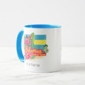 Mug Bahamas rétro caraïbes île flamingo vintage (Devant gauche)