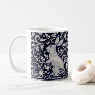 Mug Baie bleue et blanche de feuille de vignes de