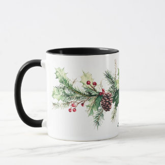Mug Baie de pin d'hiver Nom personnalisé Fêtes