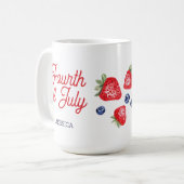 Mug Baies d'aquarelle 4 juillet script personnalisé (Devant gauche)