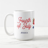 Mug Baies d'aquarelle 4 juillet script personnalisé (Gauche)