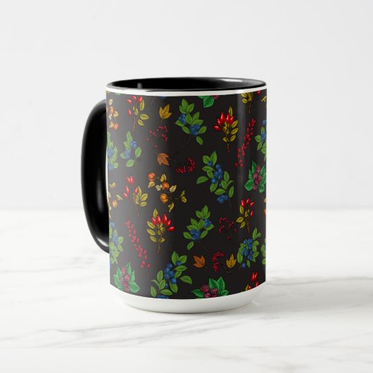 Mug Baies d'automne sur chocolat brun (Devant gauche)