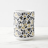 Mug Baies de houx Noir Or Nom Monogramme Noël (Centre)
