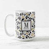 Mug Baies de houx Noir Or Nom Monogramme Noël (Gauche)