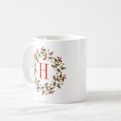 Mug Baies de Noël rouges et couronne de feuillage d'hi (Devant gauche)
