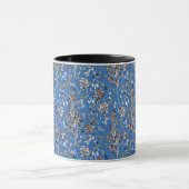 Mug Baies feuilles Aquarelle Bleu Motif Floral (Centre)