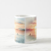 Mug Baignade Au Coucher Du Soleil Aquarelle (Centre)