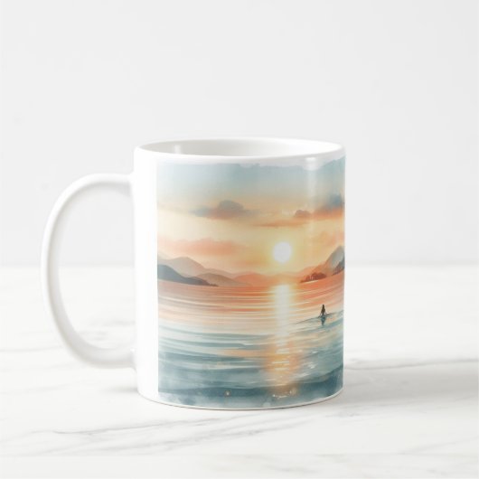 Mug Baignade Au Coucher Du Soleil Aquarelle (Gauche)