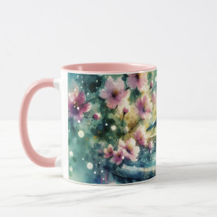 Mug Bain d'oiseau de printemps à l'aquarelle