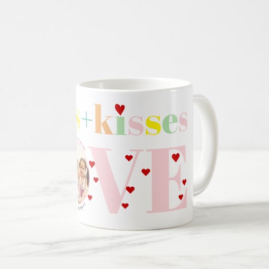 Mug Baisers, amour, câlins typographie photo Saint Val (Devant droit)